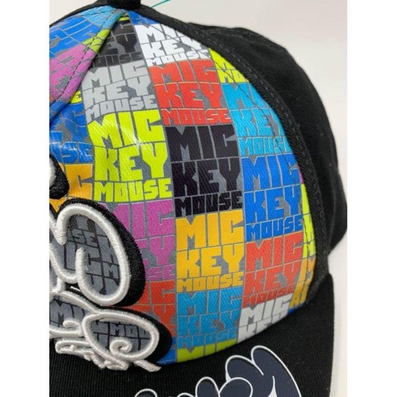 Disney Mickey Mouse Graffiti Hat Adult Hiphop Skateboard Cap Stretch Fit - Picture 2 of 6